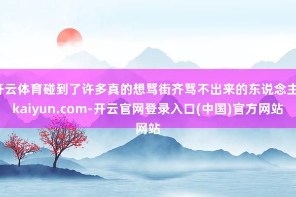 开云体育碰到了许多真的想骂街齐骂不出来的东说念主-kaiyun.com-开云官网登录入口(中国)官方网站