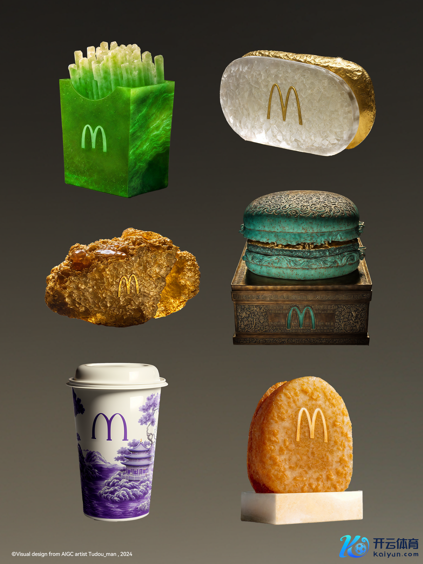 土豆东谈主的出圈案例,用AI制作的青铜器汉堡、传世宝玉薯条