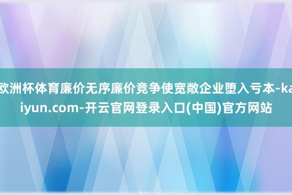 欧洲杯体育廉价无序廉价竞争使宽敞企业堕入亏本-kaiyun.com-开云官网登录入口(中国)官方网站